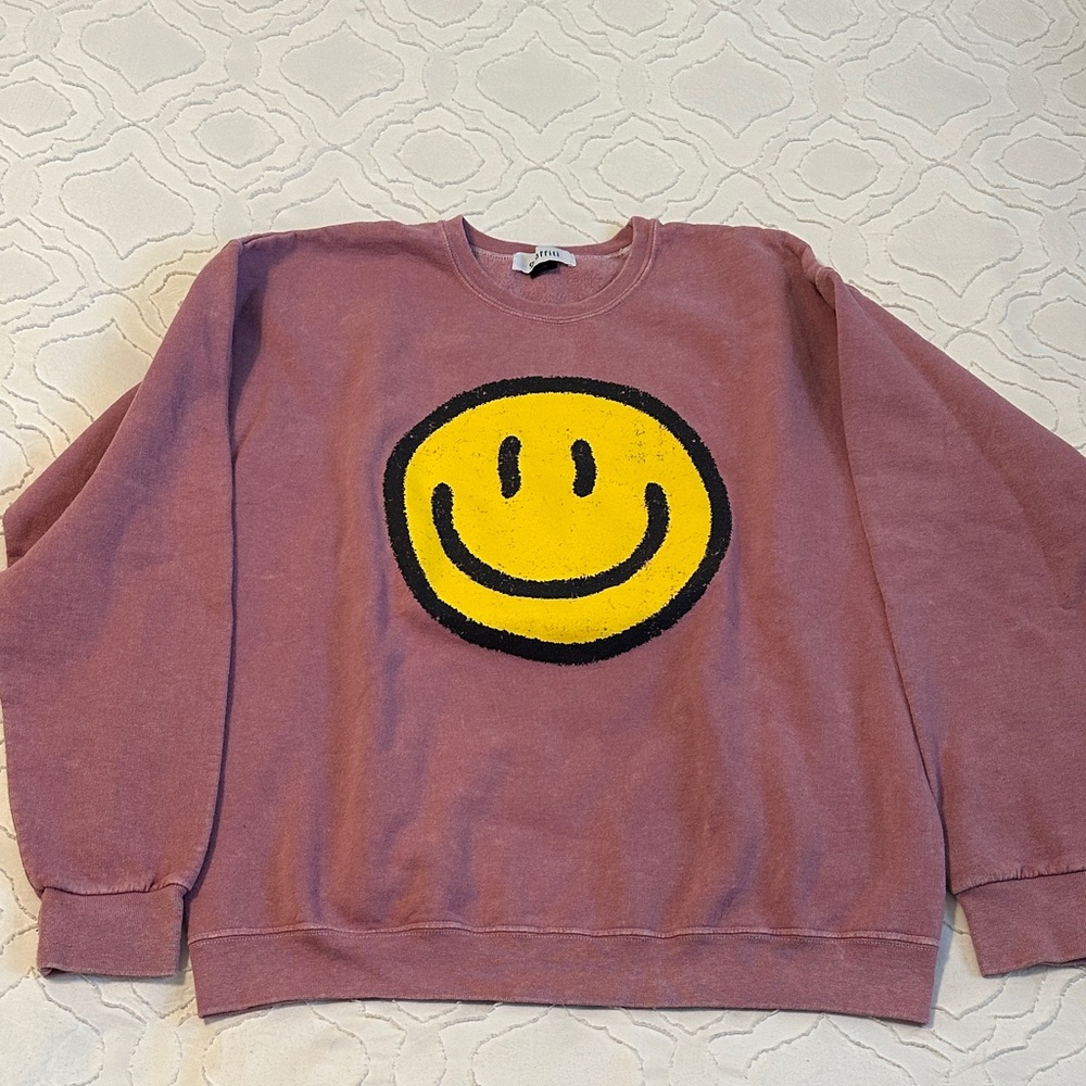 Smiley Face Graphic Crewneck Sweatshirt - Graffiti s/m